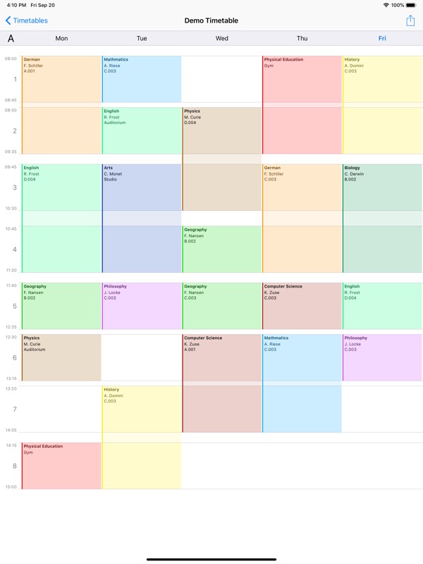iPad - Timetable